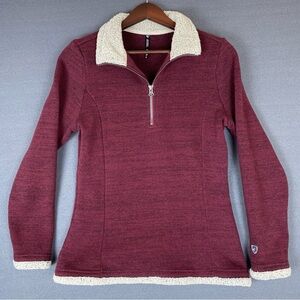 Kuhl‎ Women’s Medium Alska Sweater 1/4 Zip Fleece Knit Sherpa Collar Outdoor